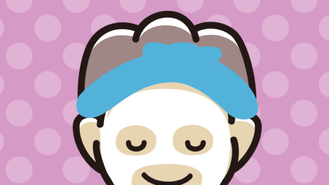 フェイスパックする男子中学生のイラスト【色、背景あり】PNG