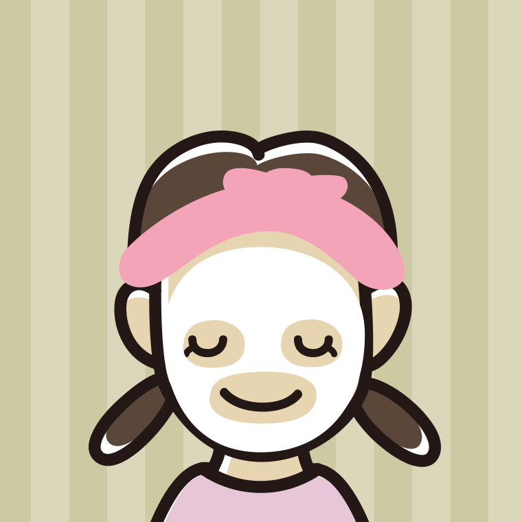 フェイスパックする女子中学生のイラスト【色、背景あり】PNG