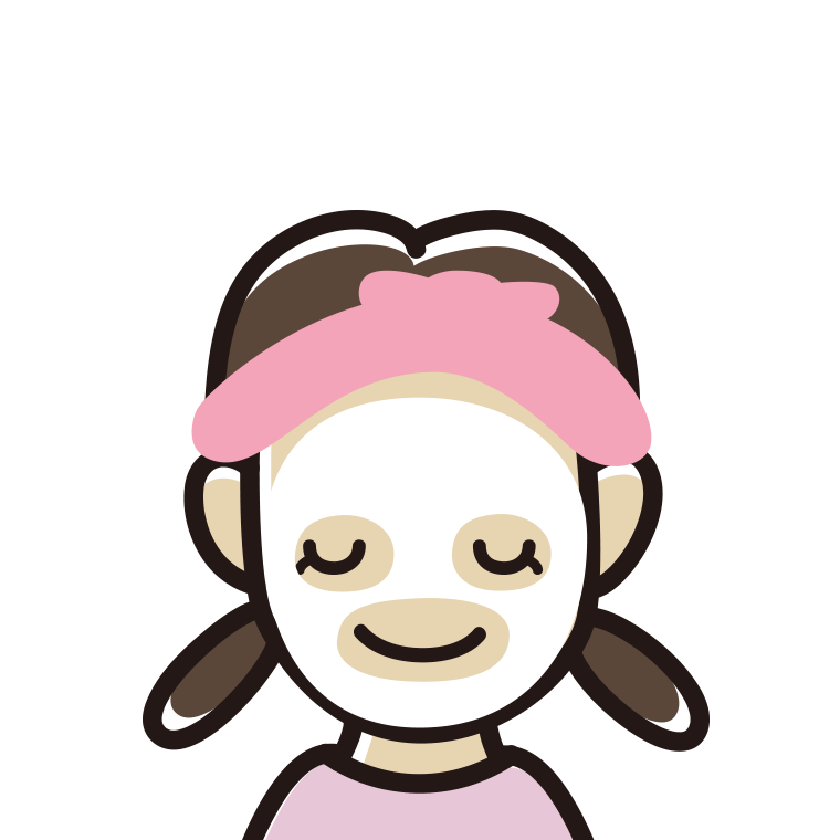 フェイスパックする女子中学生のイラスト【色あり、背景なし】透過PNG