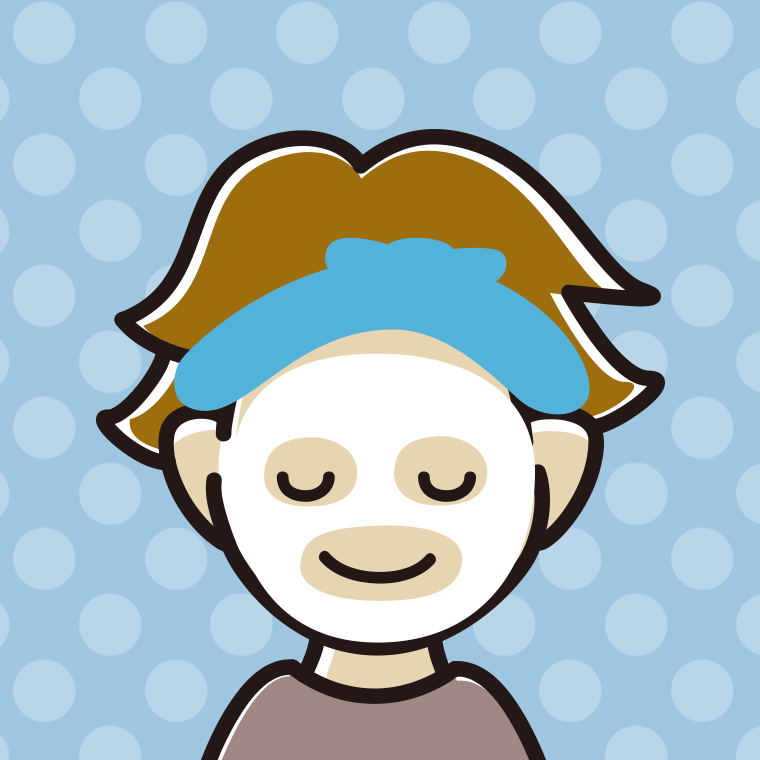 フェイスパックする男子高校生のイラスト【色、背景あり】PNG