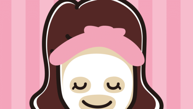 フェイスパックする女子高校生のイラスト【色、背景あり】PNG