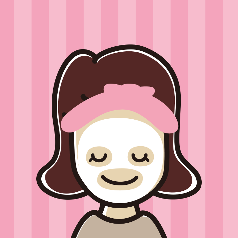 フェイスパックする女子高校生のイラスト【色、背景あり】PNG