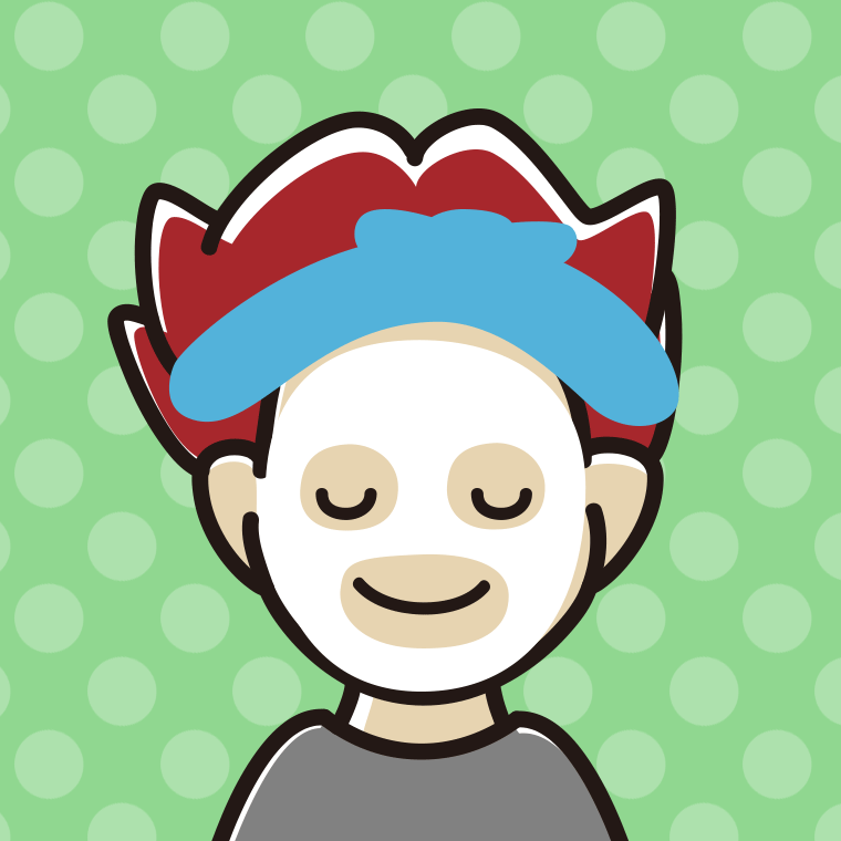 フェイスパックする男子大学生のイラスト【色、背景あり】PNG