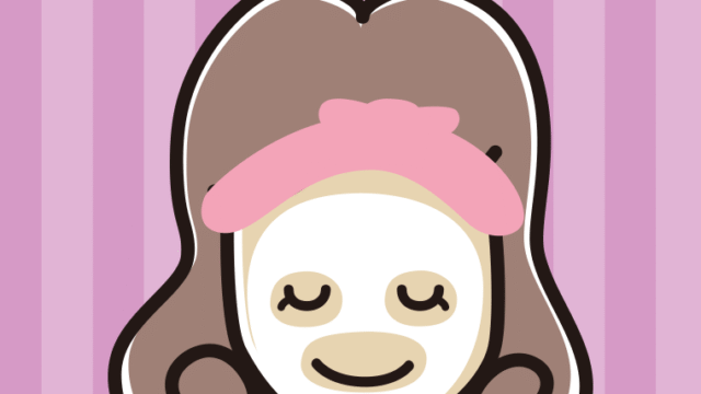 フェイスパックする女子大学生のイラスト【色、背景あり】PNG