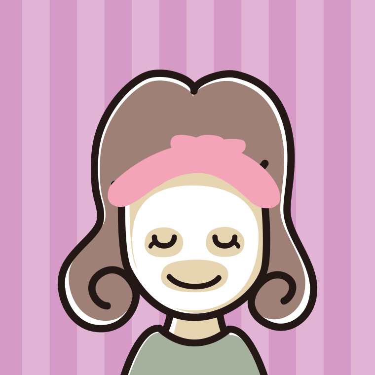 フェイスパックする女子大学生のイラスト【色、背景あり】PNG