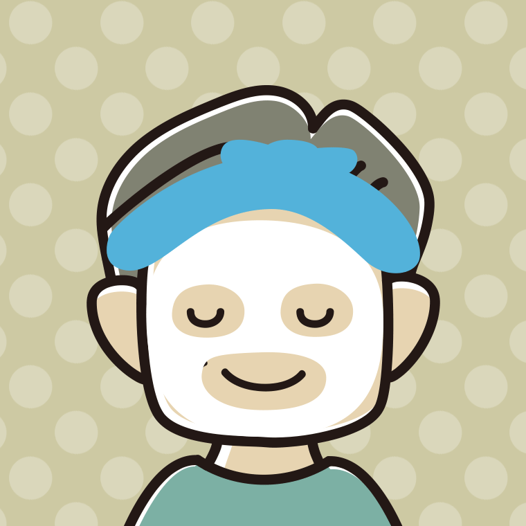 フェイスパックするおじさんのイラスト【色、背景あり】PNG