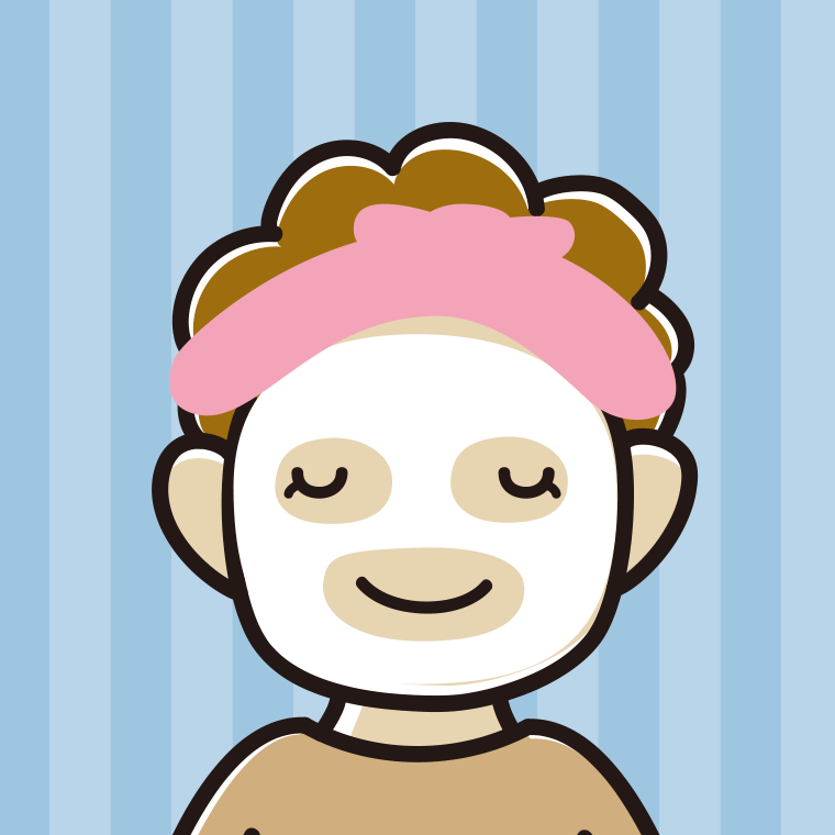 フェイスパックするおばさんのイラスト【色、背景あり】PNG