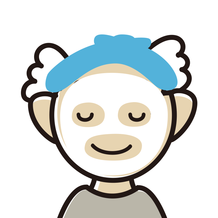 フェイスパックするおじいさんのイラスト【色あり、背景なし】透過PNG