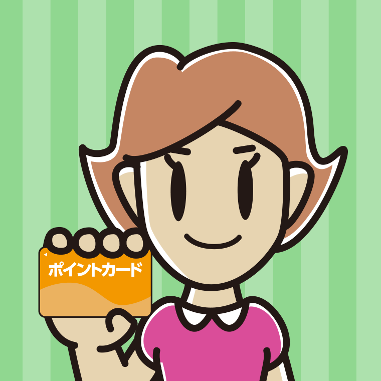 ポイントカードを持つ女性のイラスト【色、背景あり】PNG