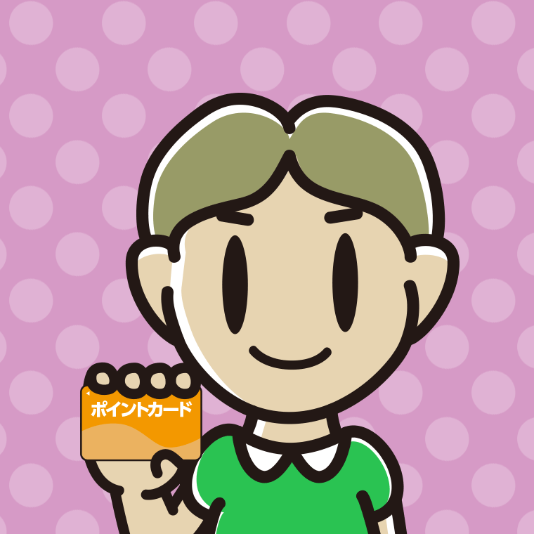 ポイントカードを持つ小学生男子のイラスト【色、背景あり】PNG