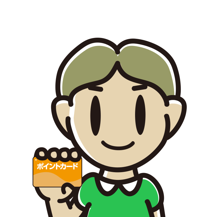 ポイントカードを持つ小学生男子のイラスト【色あり、背景なし】透過PNG