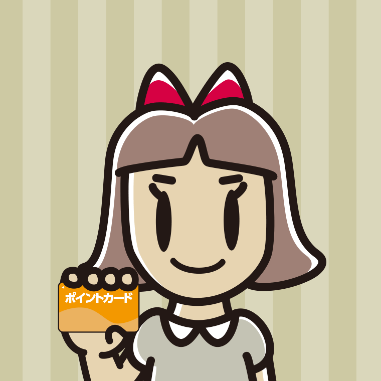 ポイントカードを持つ小学生女子のイラスト【色、背景あり】PNG