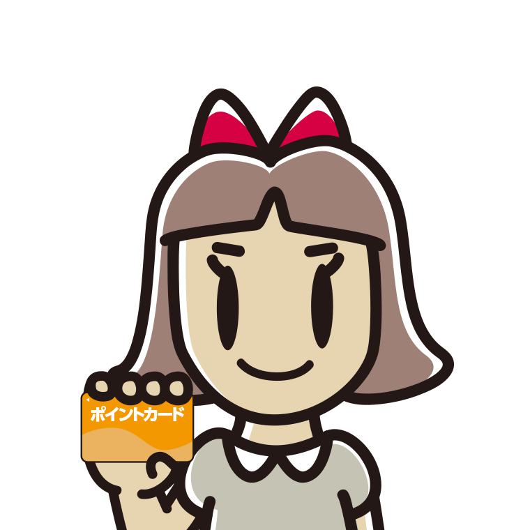 ポイントカードを持つ小学生女子のイラスト【色あり、背景なし】透過PNG