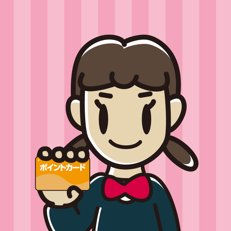 ポイントカードを持つ女子中学生のイラスト【色、背景あり】PNG