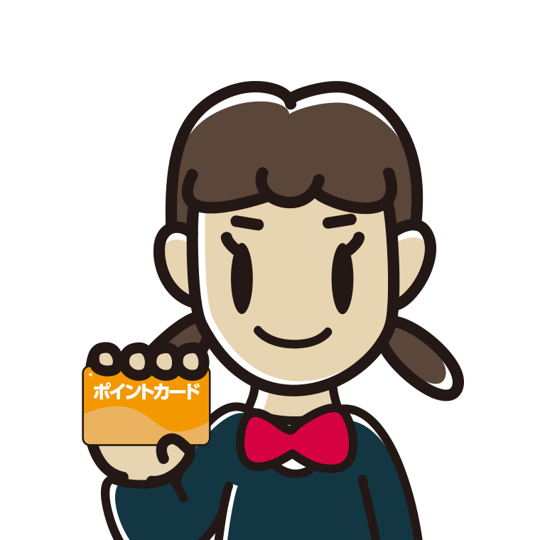ポイントカードを持つ女子中学生のイラスト【色あり、背景なし】透過PNG