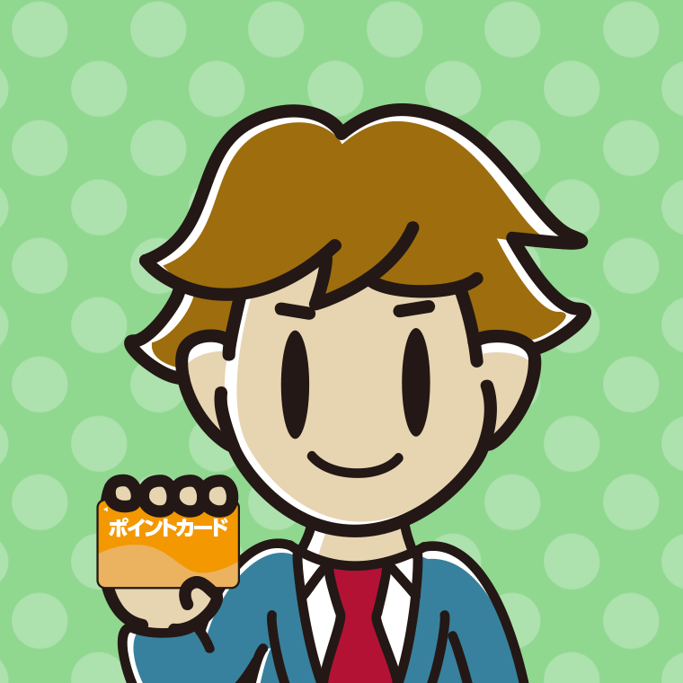 ポイントカードを持つ男子高校生のイラスト【色、背景あり】PNG