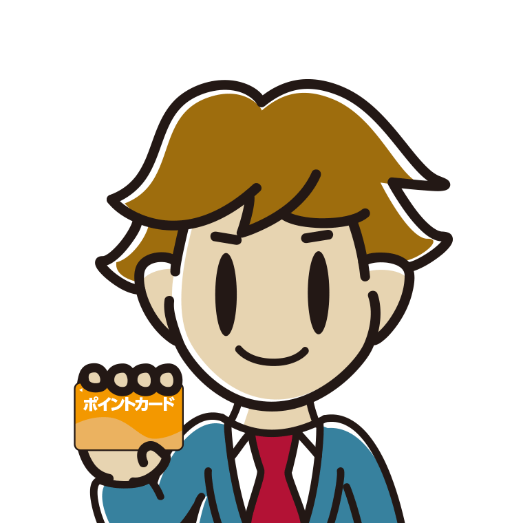 ポイントカードを持つ男子高校生のイラスト【色あり、背景なし】透過PNG