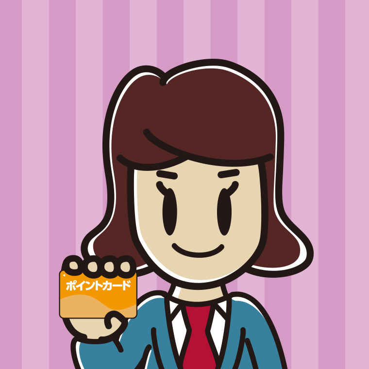 ポイントカードを持つ女子高校生のイラスト【色、背景あり】PNG