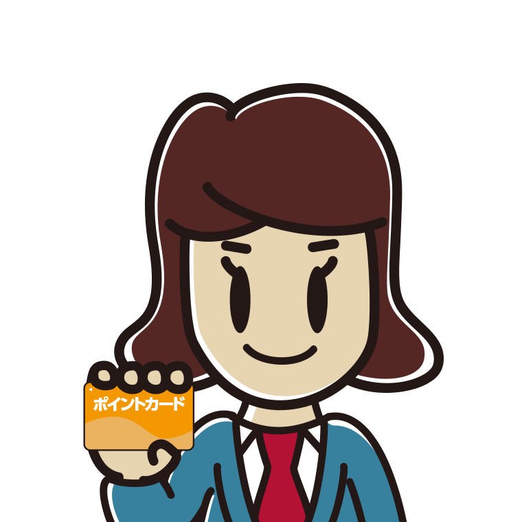 ポイントカードを持つ女子高校生のイラスト【色あり、背景なし】透過PNG