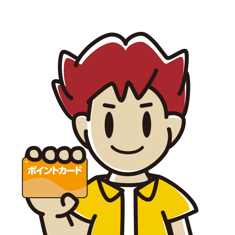 ポイントカードを持つ男子大学生のイラスト【色あり、背景なし】透過PNG