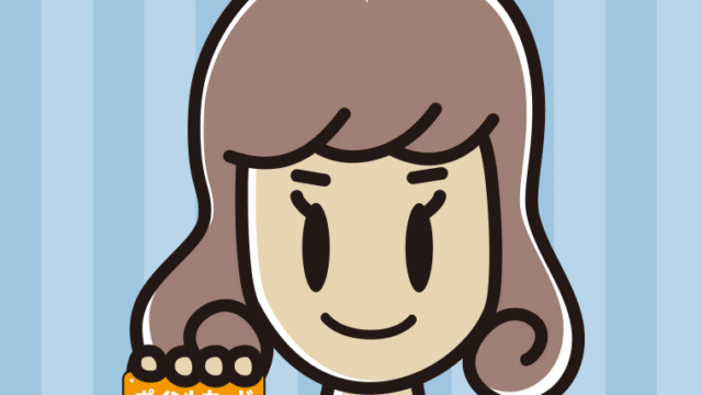 ポイントカードを持つ女子大学生のイラスト【色、背景あり】PNG