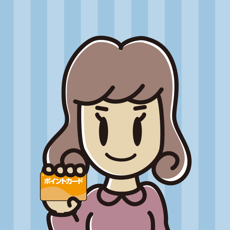 ポイントカードを持つ女子大学生のイラスト【色、背景あり】PNG