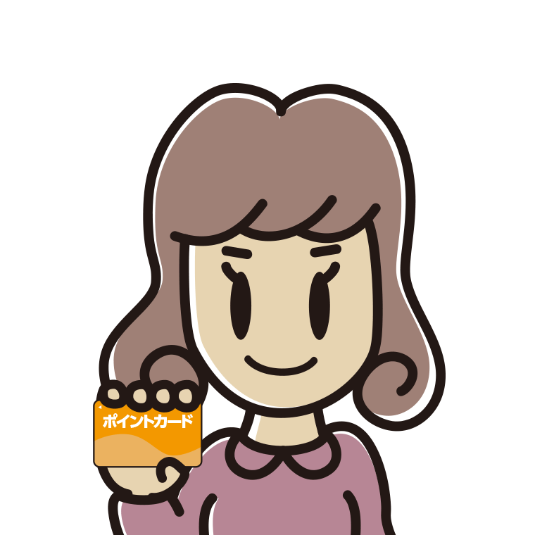 ポイントカードを持つ女子大学生のイラスト【色あり、背景なし】透過PNG