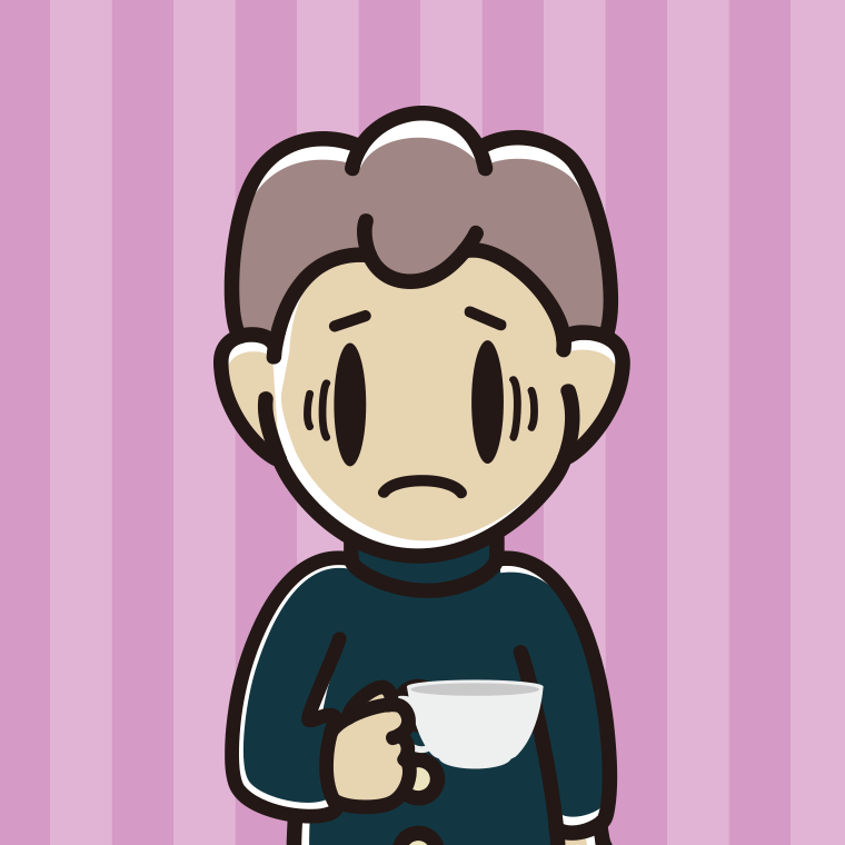 紅茶（ティーカップ）で困る男子中学生のイラスト【色、背景あり】PNG