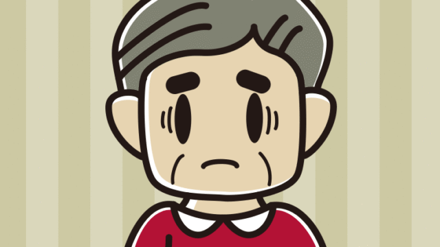 紅茶（ティーカップ）で困るおじさんのイラスト【色、背景あり】PNG