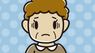 紅茶（ティーカップ）で困るおばさんのイラスト【色、背景あり】PNG