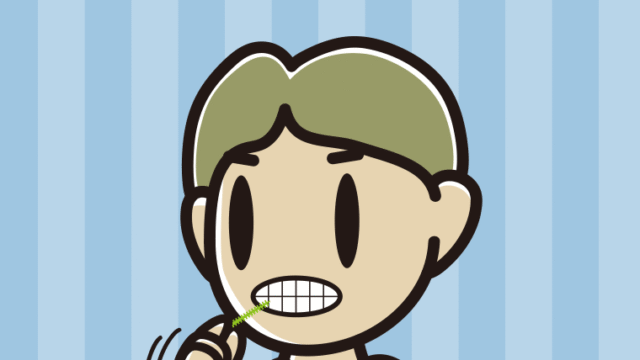 歯間ブラシを使う小学生男子のイラスト【色、背景あり】PNG