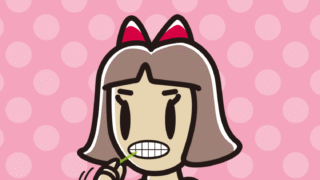 歯間ブラシを使う小学生女子のイラスト【色、背景あり】PNG