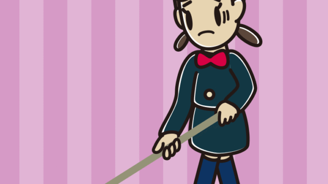 モップがけで困る女子中学生のイラスト【色、背景あり】PNG