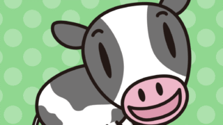 かわいい牛ちゃんのイラスト【色、背景あり】PNG