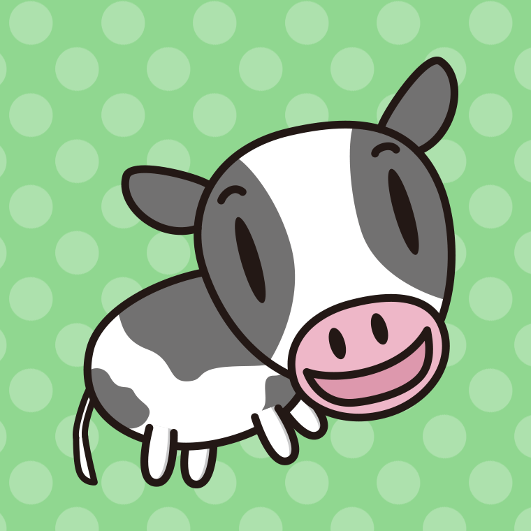 かわいい牛ちゃんのイラスト【色、背景あり】PNG