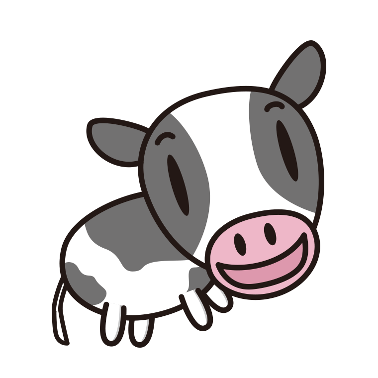 かわいい牛ちゃんのイラスト【色あり、背景なし】透過PNG