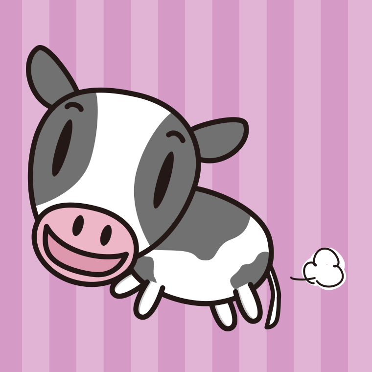 走る牛ちゃんのイラスト【色、背景あり】PNG