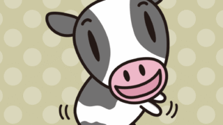 立つ牛ちゃんのイラスト【色、背景あり】PNG