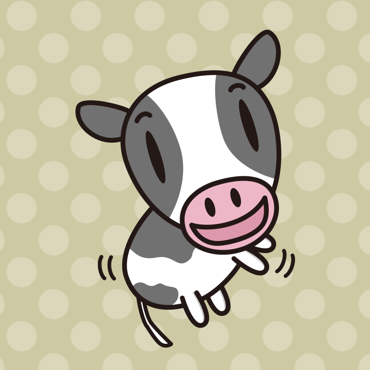 立つ牛ちゃんのイラスト【色、背景あり】PNG