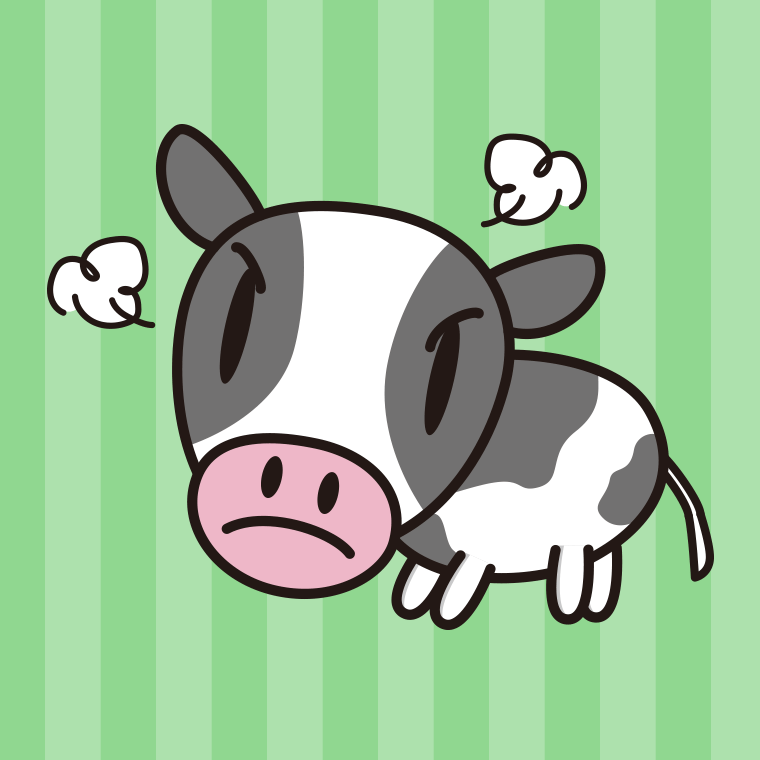 怒る牛ちゃんのイラスト【色、背景あり】PNG