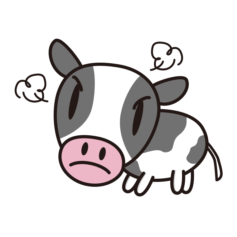怒る牛ちゃんのイラスト【色あり、背景なし】透過PNG