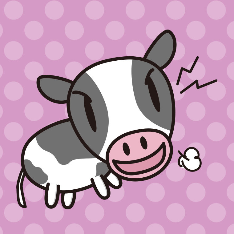 叫ぶ牛ちゃんのイラスト【色、背景あり】PNG
