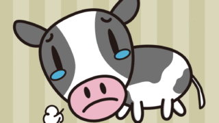泣く牛ちゃんのイラスト【色、背景あり】PNG