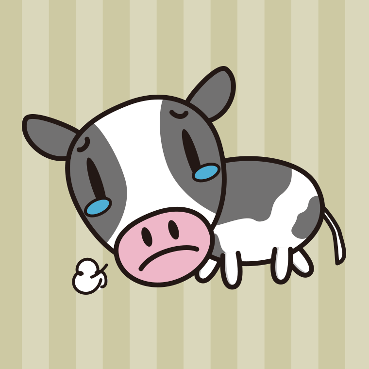 泣く牛ちゃんのイラスト【色、背景あり】PNG