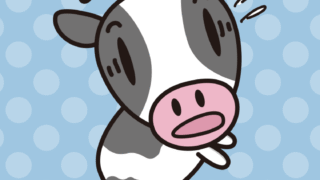 驚く牛ちゃんのイラスト【色、背景あり】PNG
