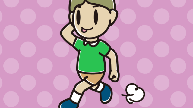 走りながらテヘヘな小学生男子のイラスト【色、背景あり】PNG