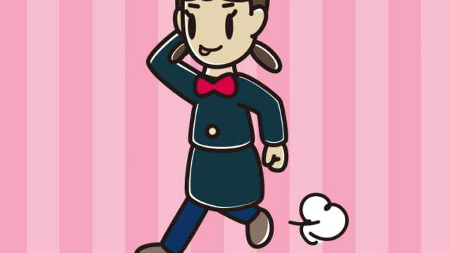 走りながらテヘヘな女子中学生のイラスト【色、背景あり】PNG