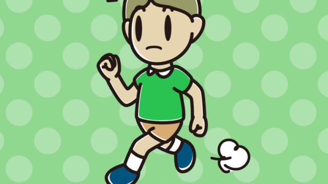 走っていて何かに気付く小学生男子のイラスト【色、背景あり】PNG