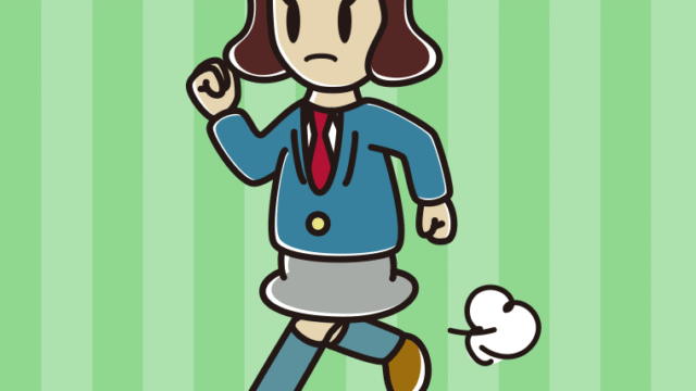 走っていて何かに気付く女子高校生のイラスト【色、背景あり】PNG