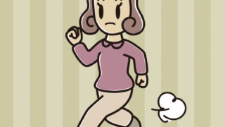 走っていて何かに気付く女子大学生のイラスト【色、背景あり】PNG